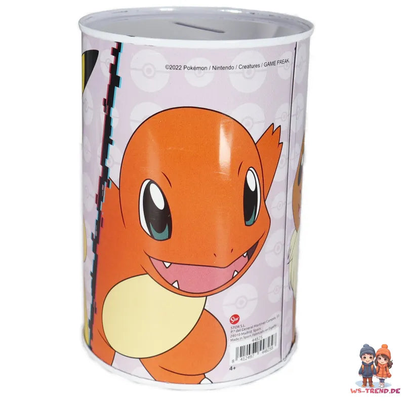 Pokemon Pikachu Evoli Glumanda XL Spardose aus Weißblech 1000 ml - WS-Trend.de