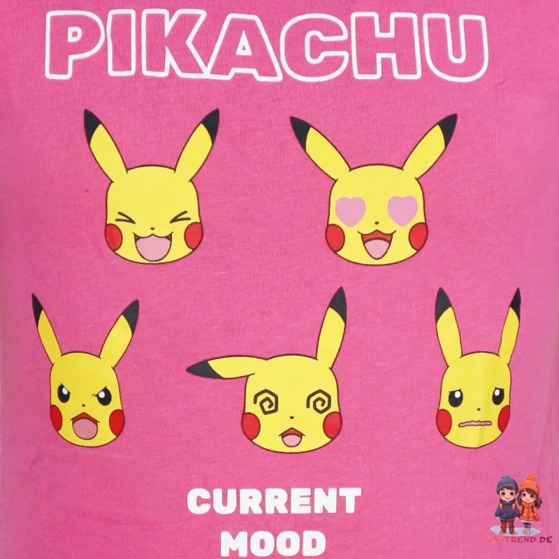Pokemon Pikachu Kinder T-Shirt Kurzarm Shirt - WS-Trend.de Baumwolle Gr. 110 bis 152 Rosa