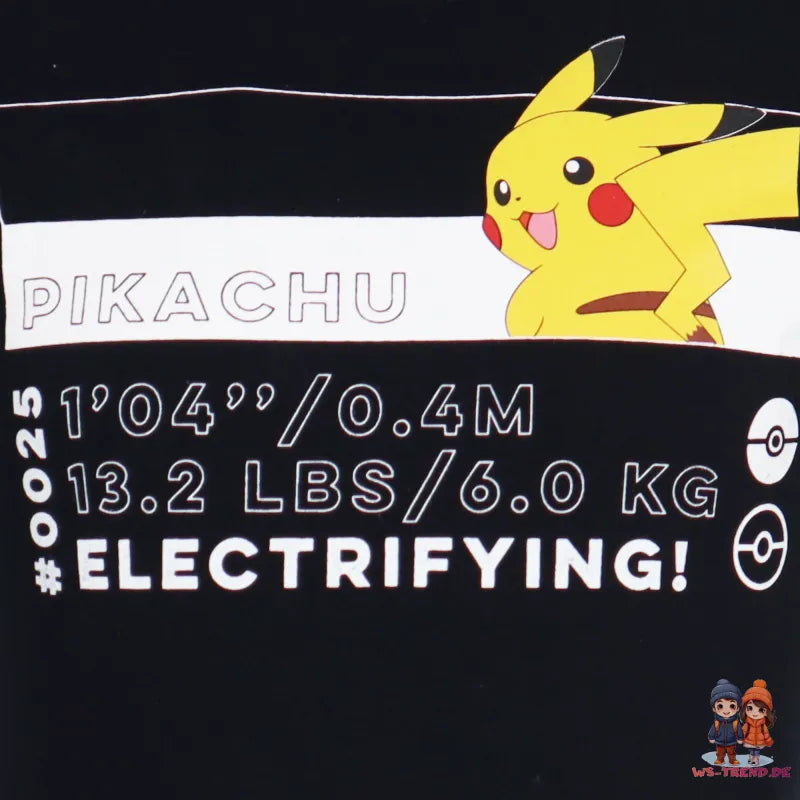 Pokémon Pikachu and Friends Kinder kurzarm T-Shirt - WS-Trend.de Kurzarm Shirt Baumwolle 110 bis 152 Weiß Schwarz