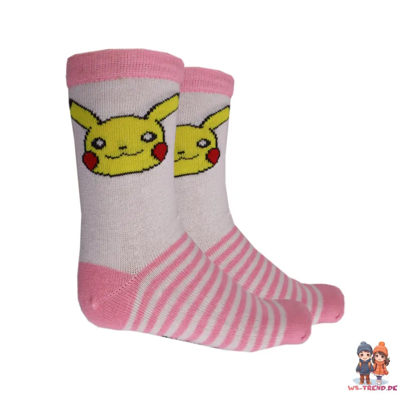 Pokemon Pikachu Socken 3-er Pack - WS-Trend.de Mädchen gestreift 3er Gr. 23 bis 34
