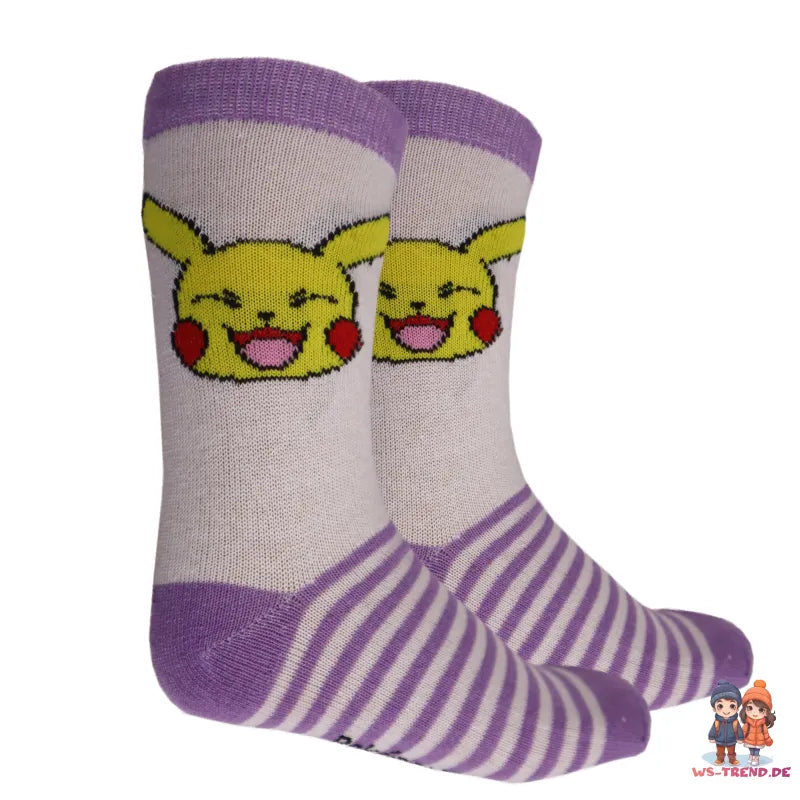 Pokemon Pikachu Socken 3-er Pack - WS-Trend.de Mädchen gestreift 3er Gr. 23 bis 34