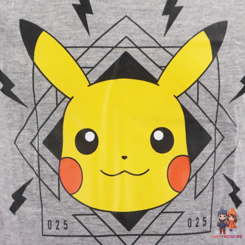 Pokémon Pikachu Kinder kurzarm T-Shirt - WS-Trend.de Kurzarm Shirt Baumwolle 110 bis 152 Grau Schwarz