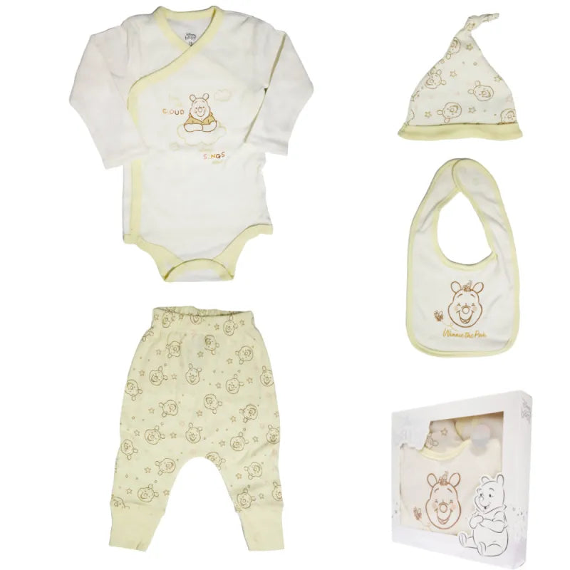 Disney Winnie der Pooh Baby 4 tlg Set Body Hose Lätzchen Mütze - WS-Trend.de