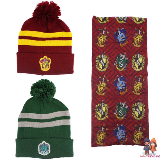 Harry Potter Gryffindor Slytherin Mädchen Winter Set Mütze plus Snood Schaal - WS-Trend.de