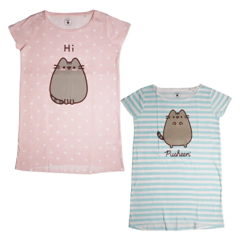 Pusheen The Cat die Katze Damen kurzarm Schlafshirt Nachthemd XS-XL Baumwolle - WS-Trend.de