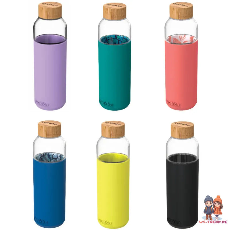 QUOKKA Flow Glasflasche Wasserflasche Trinkflasche antirutsch Cover 660 ml - WS-Trend.de