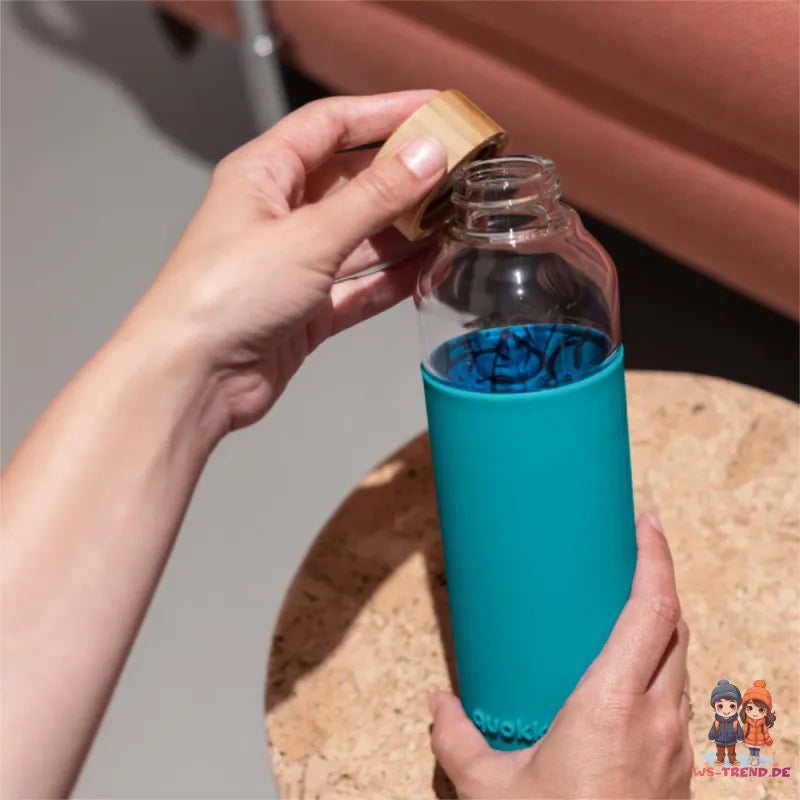 QUOKKA Flow Glasflasche Wasserflasche Trinkflasche antirutsch Cover 660 ml - WS-Trend.de