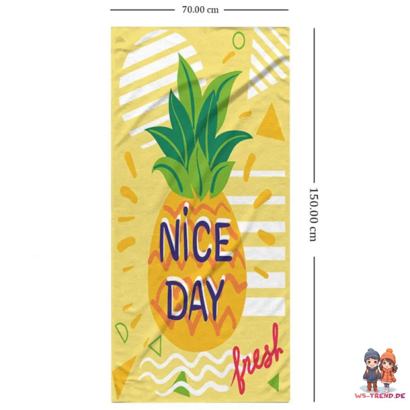 Nice Day fresh Ananas Mikrofaser Badetuch Strandtuch XXL 70x150 cm - WS-Trend.de