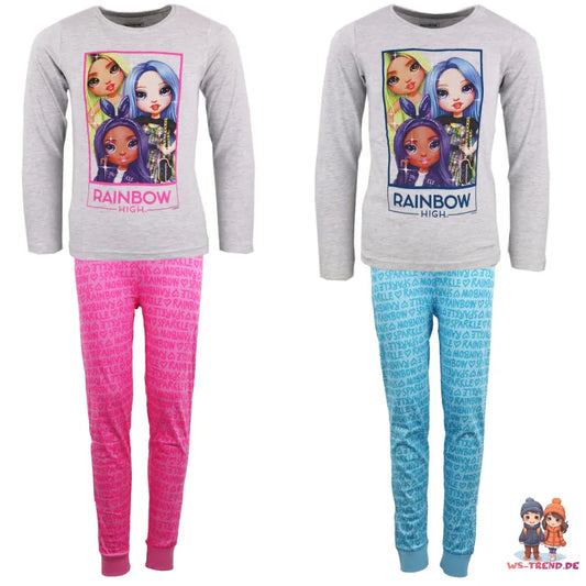 Rainbow High Mädchen Kinder langarm Schlafanzug Pyjama - WS-Trend.de 98-128 Baumwolle