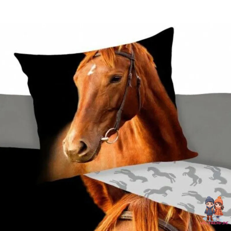 Pferde Motiv Bettwäsche 2tlg Set 135x200 80x80 cm 100% Baumwolle - WS-Trend.de