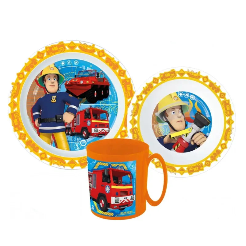 Feuerwehrmann Sam Kinder Geschirr-Set 3 teilig Becher Teller Schüssel - WS-Trend.de