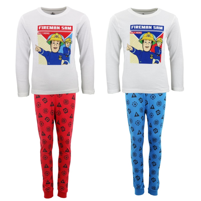 Feuerwehrmann Sam und Penny Kinder Schlafanzug Pyjama - WS-Trend.de langarm Nachtwäsche 98-128