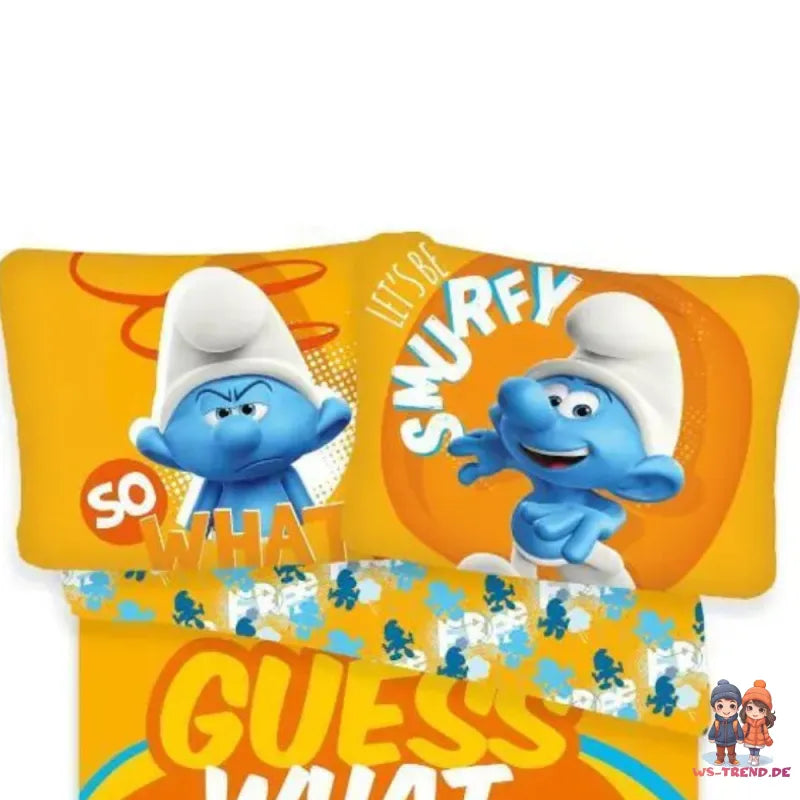 Die Schlümpfe Baby Bettwäsche 2tlg Set 100x135 40x60 cm 100% Baumwolle - WS-Trend.de