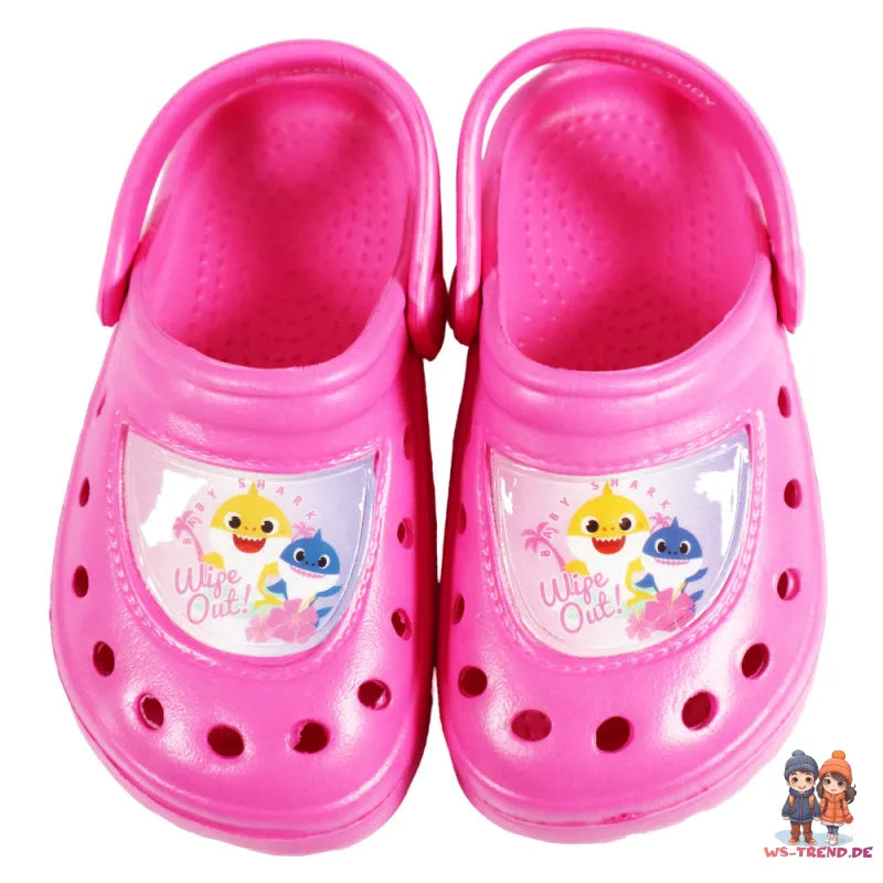 Baby Shark Haie Mädchen Kinder Clogs Badeschuhe WS Trend.de Latschen Hausschuhe Gr. 24 bis 31
