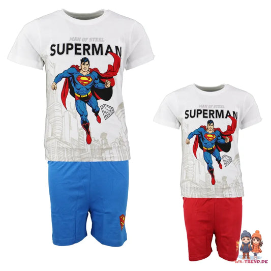 DC Comics Superman Kinder kurzarm Pyjama - WS-Trend.de für Jungen 98-128 Baumwolle