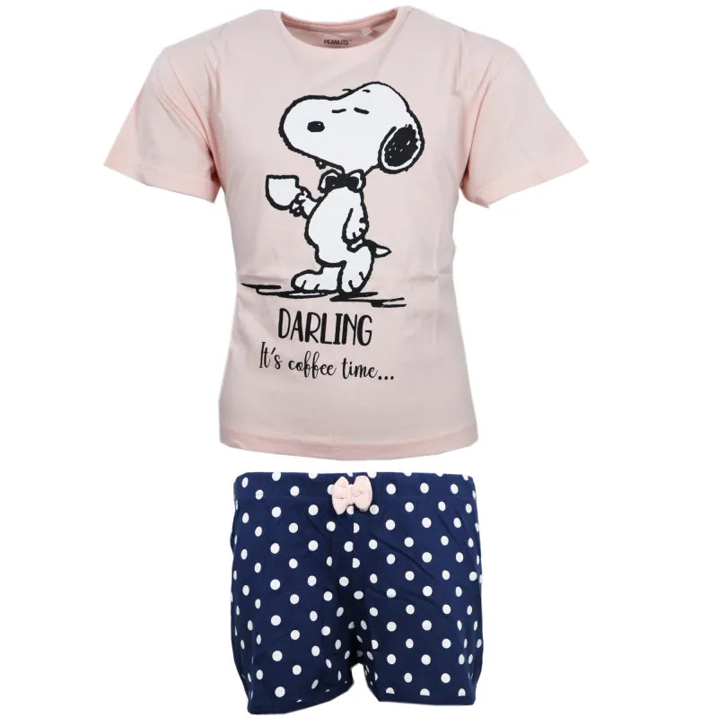 Snoopy Mädchen kurzarm Pyjama Schlafanzug Shirt Shorts - WS-Trend.de 134 - 164 Baumwolle