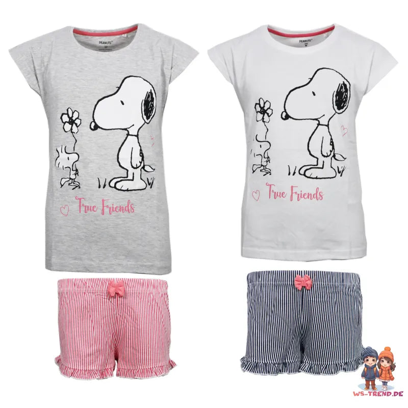 Snoopy Mädchen kurzarm Pyjama Schlafanzug Shirt Shorts - WS-Trend.de 134 - 164 Baumwolle