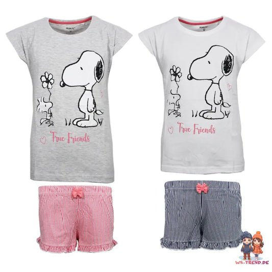 Snoopy Mädchen kurzarm Pyjama Schlafanzug Shirt Shorts - WS-Trend.de 134 - 164 Baumwolle