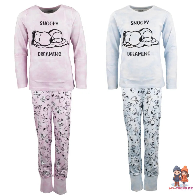 Snoopy Mädchen langarm Schlafanzug Pyjama - WS-Trend.de Dreams 134-164 Baumwolle