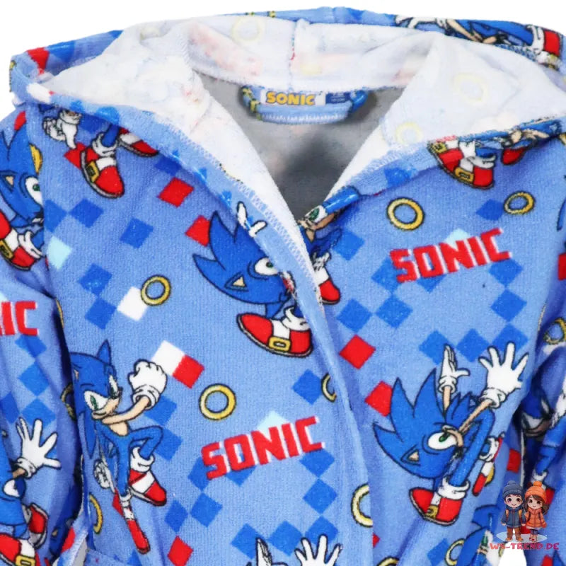 Sonic the Hedgehog Kinder Fleece Bademantel mit Kapuze - WS-Trend.de Gr. 98 - 116