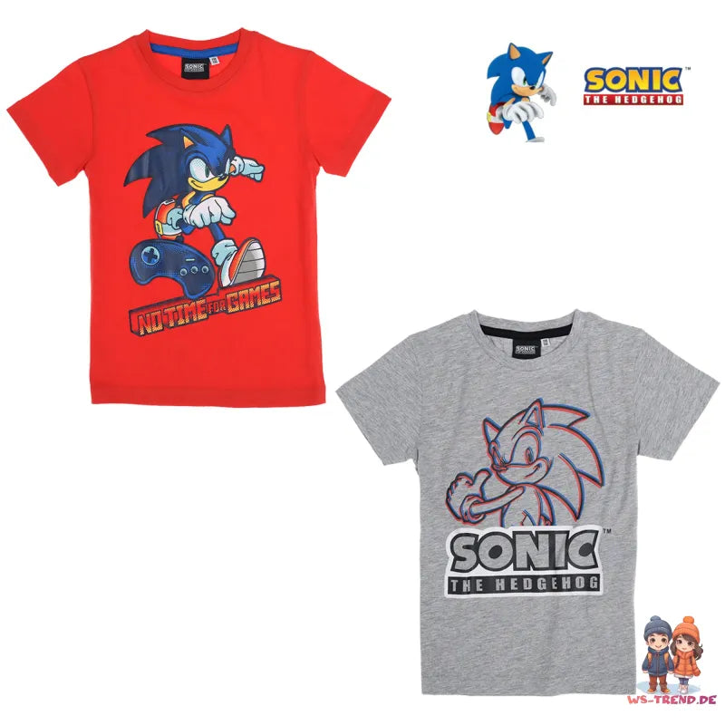 Sonic The Hedgehog T-Shirt Rot Grau - WS-Trend.de the Kinder - für Jungen Gr. 92 bis 128