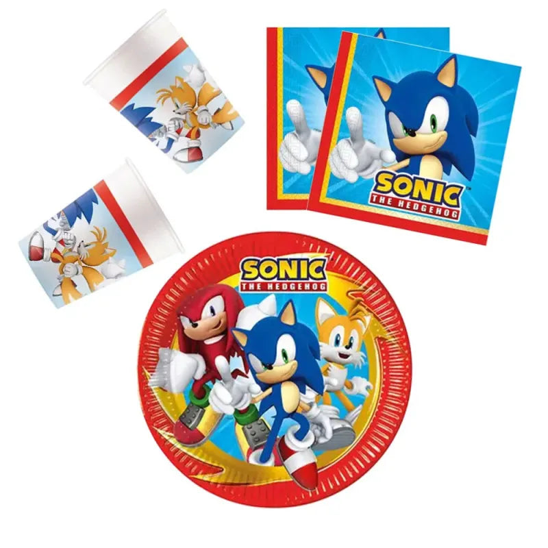 Sonic Geburtstag Deko Set 36tlg.Geschirr Partyset Kinder Kindergeburtstag - WS-Trend.de