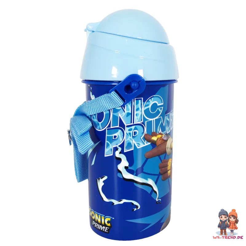 Sonic Prime Wasserflasche Trinkflasche Flasche mit Trinkhalm Gurt 500 ml - WS-Trend.de