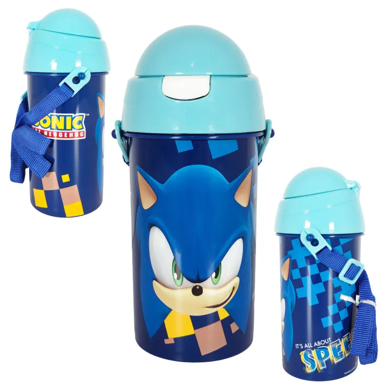 Sonic The Hedgehog Trinkflasche Flasche mit Trinkhalm Gurt 500 ml WS Trend.de