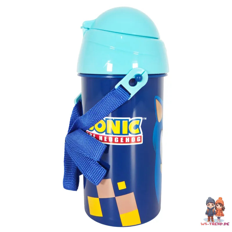 Sonic The Hedgehog Trinkflasche Flasche mit Trinkhalm Gurt 500 ml WS Trend.de