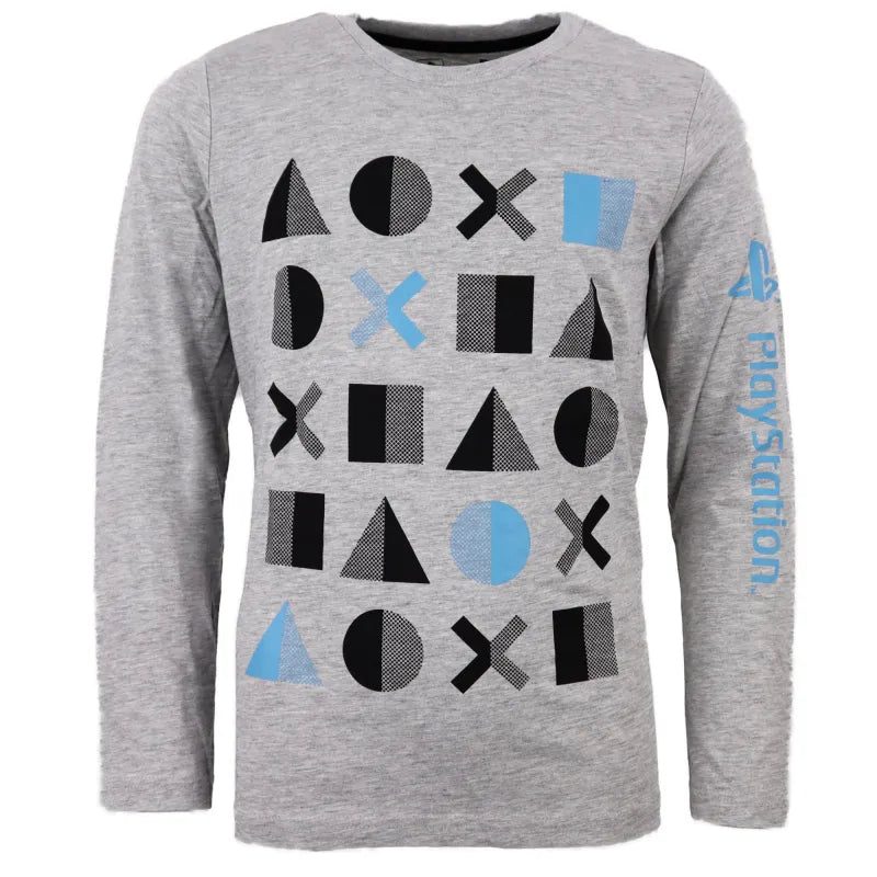 Sony Playstation Gamer Kinder langarm Shirt Gr. 116 - 152 - WS-Trend.de - Jungen Grau Spieler