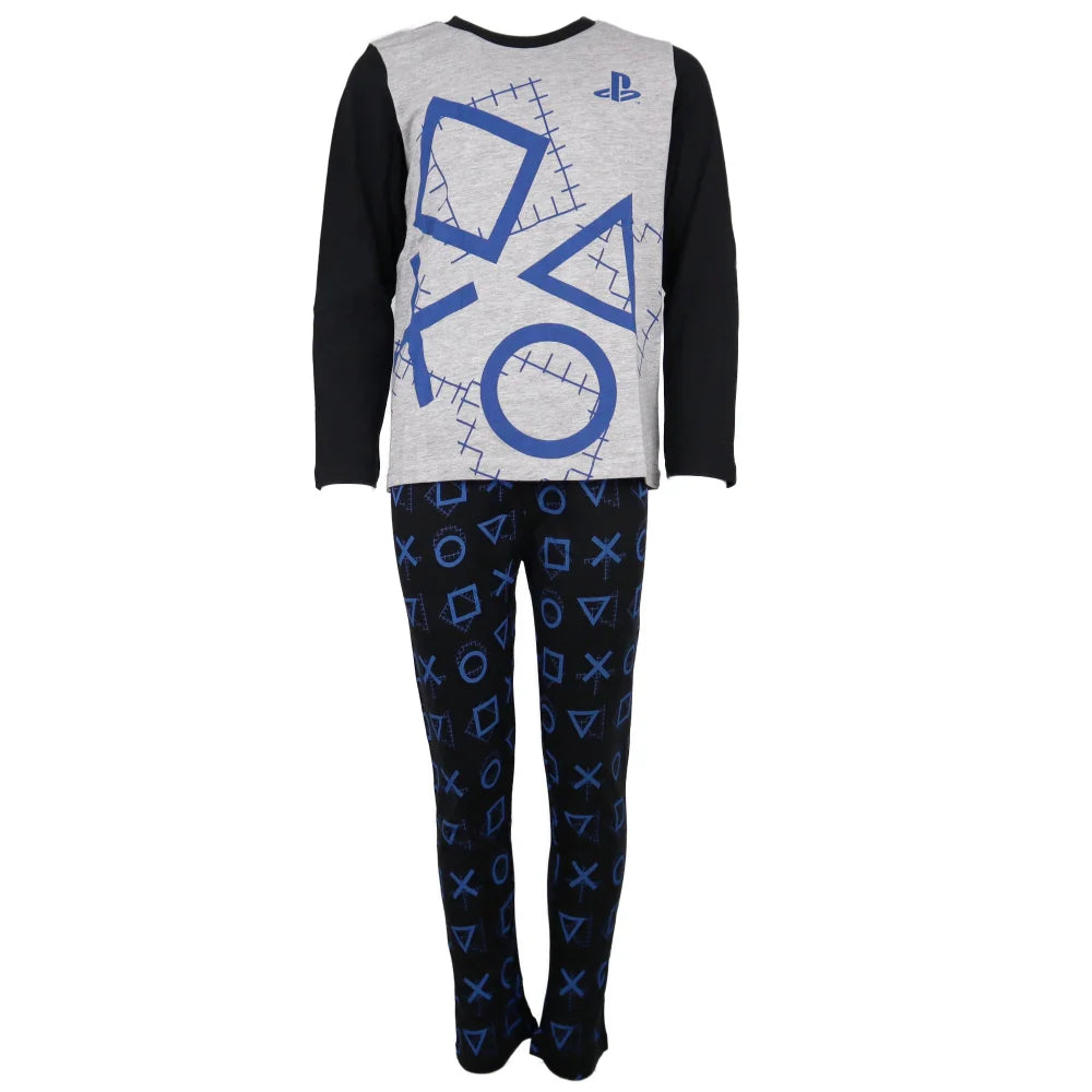 Sony Playstation Kinder lang Pyjama Schlafanzug - WS-Trend.de 116 -152 Grau Schwarz