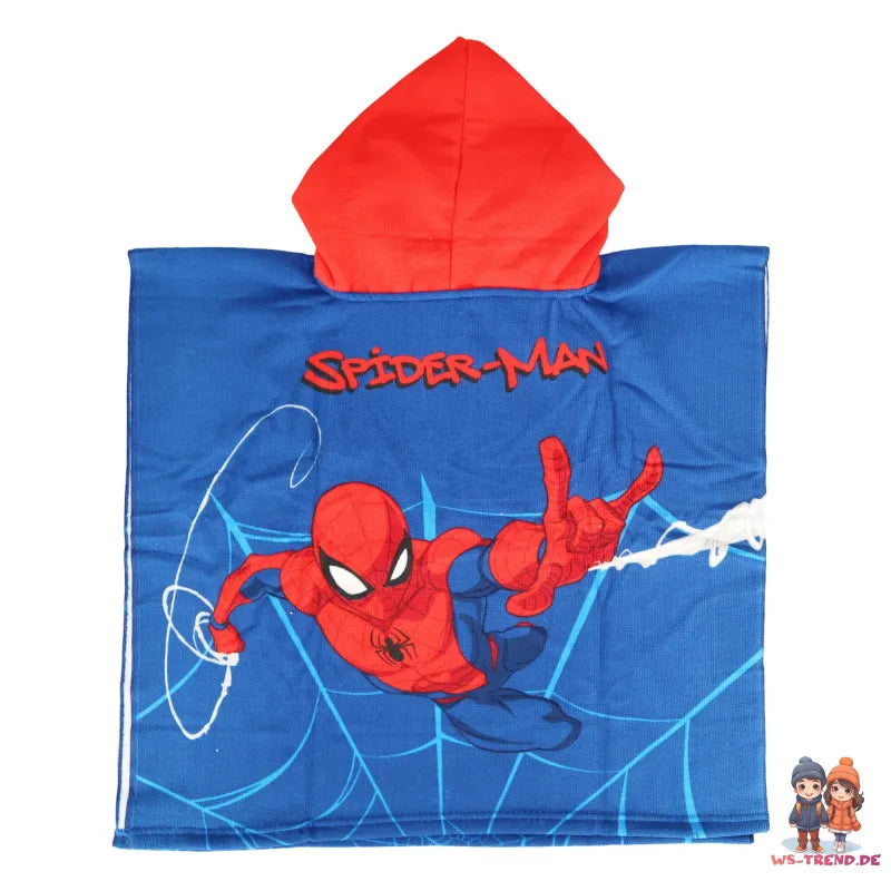 Marvel Spiderman Kinder Mikrofaser Poncho Badeponcho mit Kapuze - WS-Trend.de