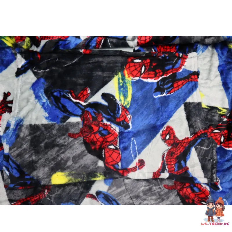 Marvel Spiderman Herren Kuschelponcho Kuscheldecke mit Ärmeln Kapuze Tasche - WS-Trend.de