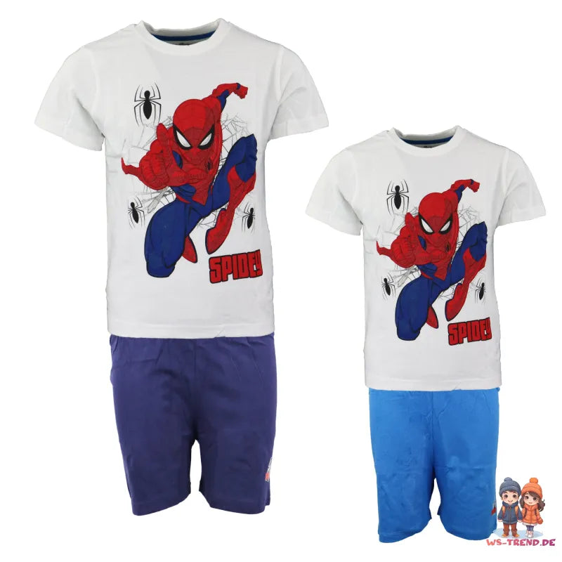 Marvel Spiderman Kinder Schlafanzug Pyjama Shirt Shorts - WS-Trend.de 98-128 100% Baumwolle