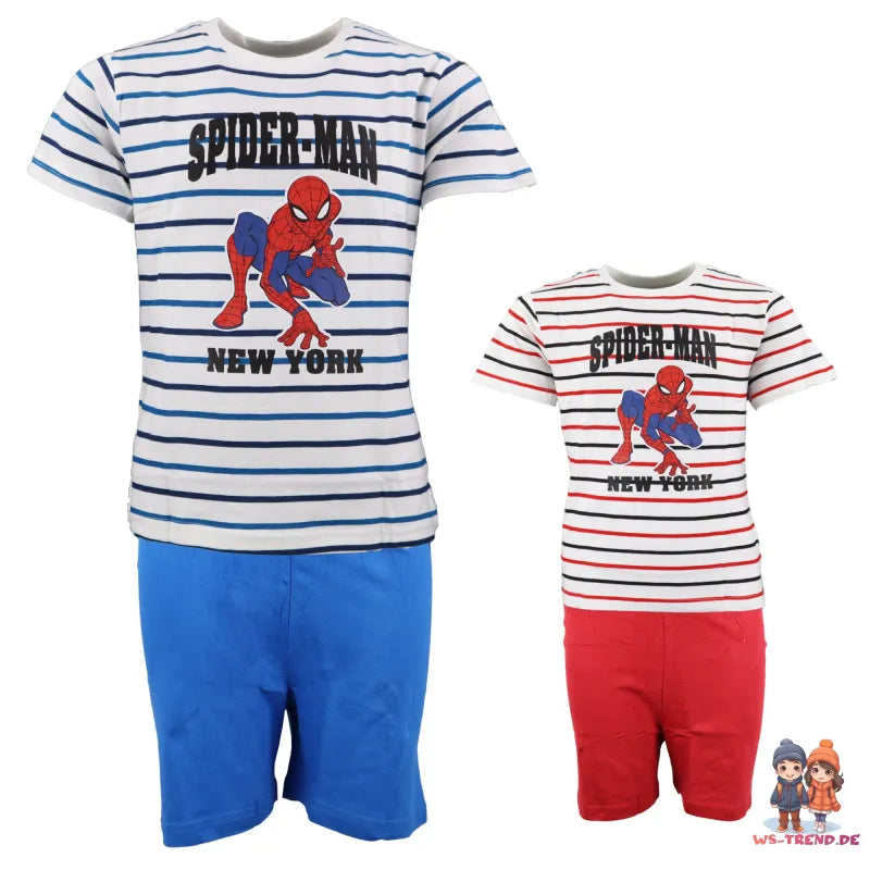 Marvel Spiderman Kinder kurzarm Pyjama - WS-Trend.de Schlafanzug kurz Nachtwäsche 104 - 134 baumwolle