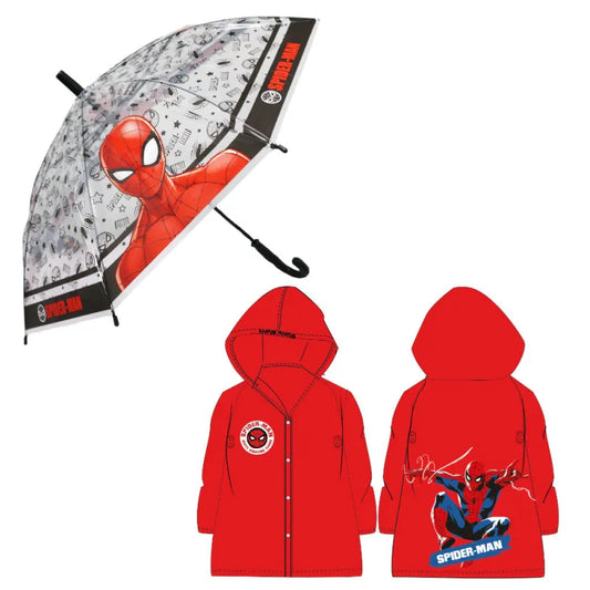 Marvel Spiderman Kinder Regenschirm plus Regenponcho - WS-Trend.de Jungen Schirm D 75 cm