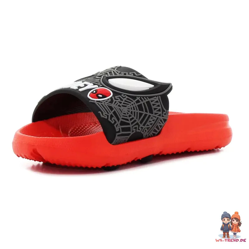 Marvel Spiderman 3D Optik Kinder Sandalen - WS-Trend.de - Badeschuhe Latschen Hausschuhe Rot 25-32
