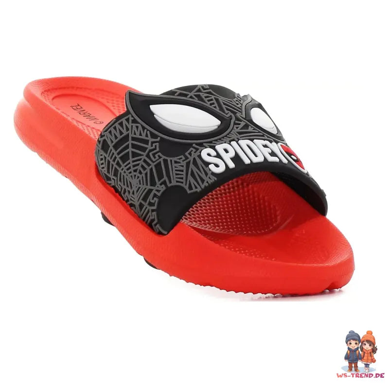 Marvel Spiderman 3D Optik Kinder Sandalen - WS-Trend.de - Badeschuhe Latschen Hausschuhe Rot 25-32