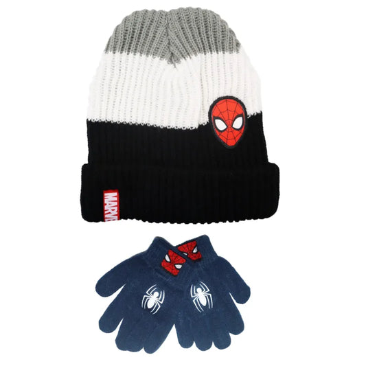 Marvel Spiderman - Kinder Herbst Wintermütze plus Handschuhe - WS-Trend.de Jungen 52 54 Grau