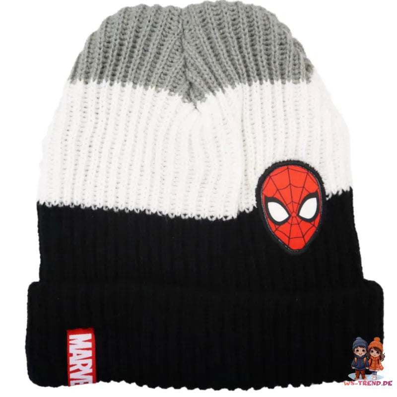 Marvel Spiderman - Kinder Herbst Wintermütze plus Handschuhe - WS-Trend.de Jungen 52 54 Grau