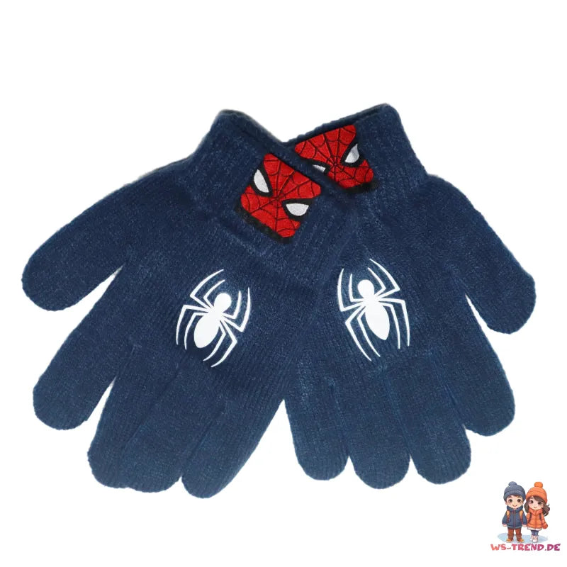 Marvel Spiderman - Kinder Herbst Wintermütze plus Handschuhe - WS-Trend.de Jungen 52 54 Grau