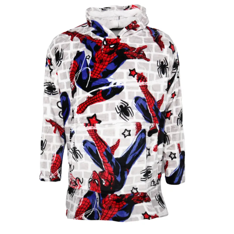 Marvel Spiderman Kuschelponcho Kuscheldecke mit Ärmeln Kapuze Tasche S-L - WS-Trend.de XS-L