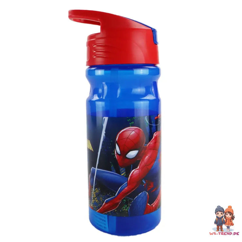 Marvel Spiderman Trinkflasche Flasche mit Trinkhalm Griff 500 ml - WS-Trend.de Wasserflasche