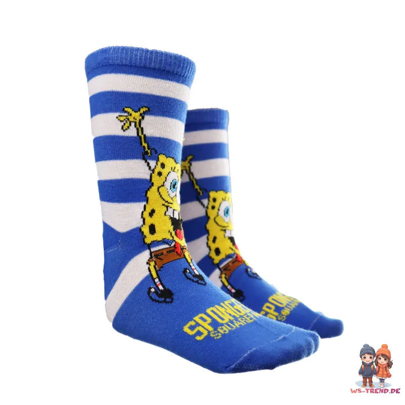 Spongebob Schwammkopf lange Kinder Socken 2er Pack - WS-Trend.de Gr. 23 bis 34 für Jungen