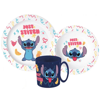 Disney Stitch Kinder Geschirr-Set 3 teilig Becher Teller Schüssel Frühstücksset - Ansicht 2