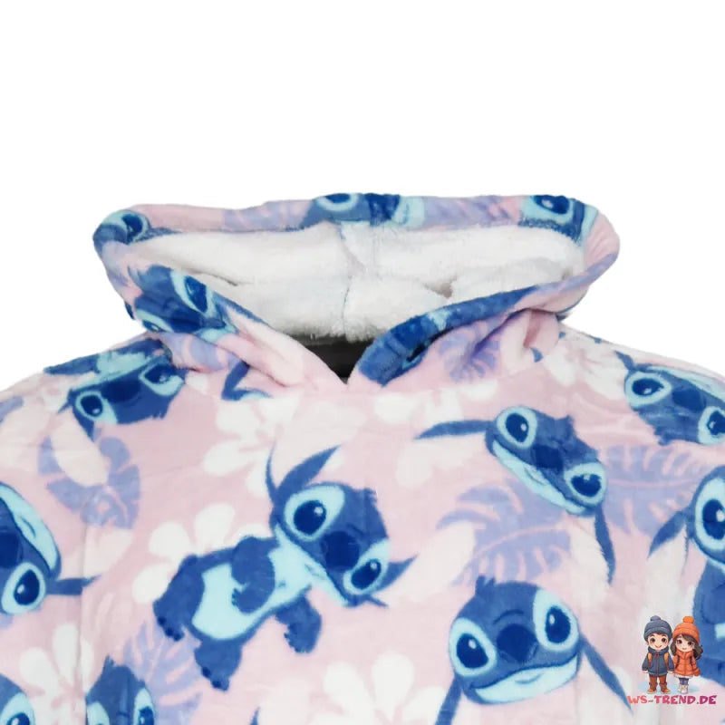 Disney Stitch Kuschelponcho Damen Kuscheldecke mit Ärmeln Kapuze Tasche S-L - WS-Trend.de