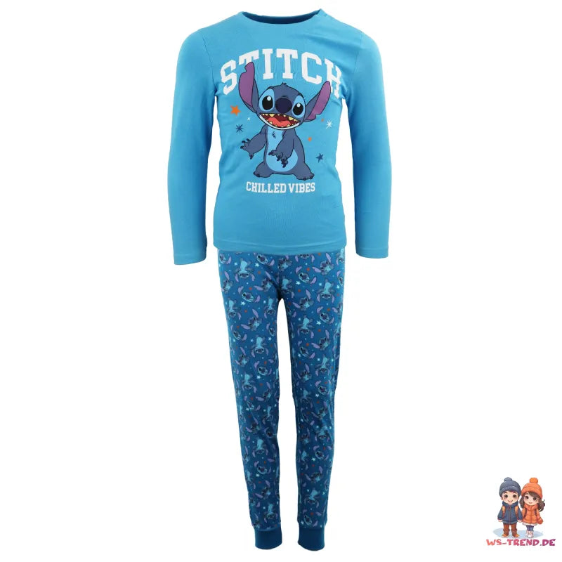 Disney Stitch Kinder langarm Schlafanzug Pyjama - WS-Trend.de Jungen 104-134 Velours