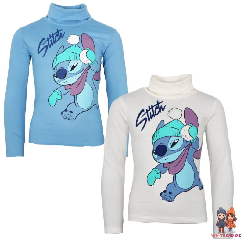 Disney Lilo und Stitch Kinder Rollkragen Langarmshirt Shirt - WS-Trend.de Mädchen Gr. 98-128