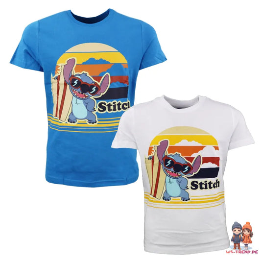 Disney Stitch T-Shirt Kurzarm Kinder Jungen Shirt - WS-Trend.de 98-134 100% Baumwolle Blau Weiß