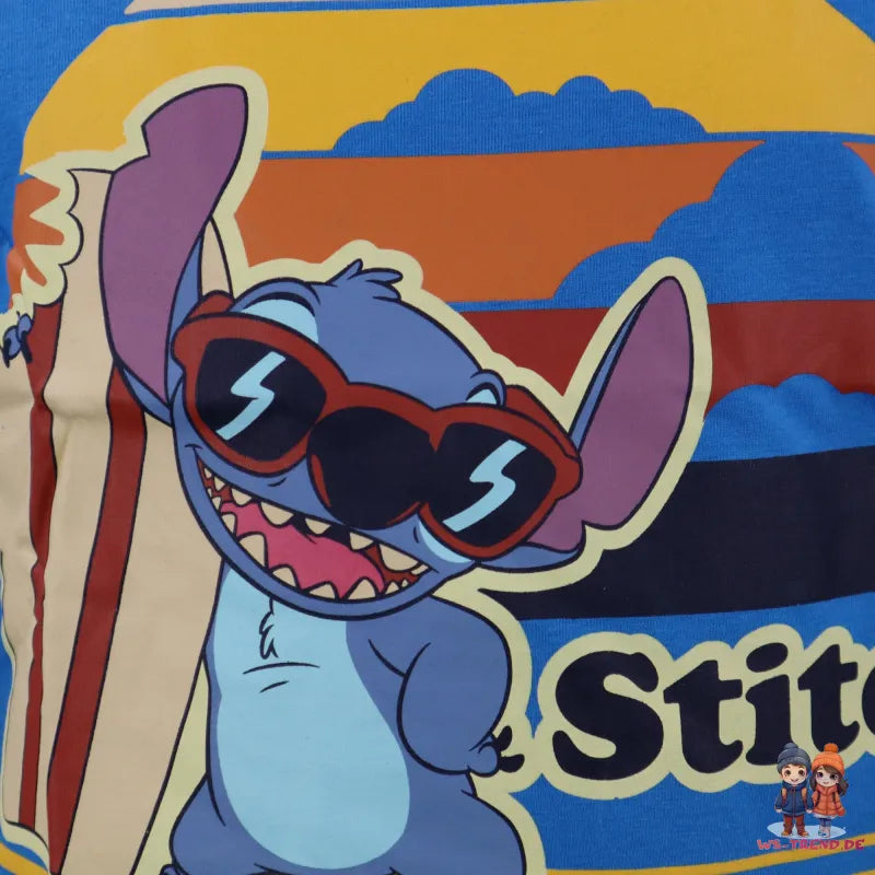 Disney Stitch T-Shirt Kurzarm Kinder Jungen Shirt - WS-Trend.de 98-134 100% Baumwolle Blau Weiß
